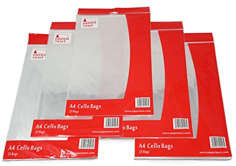 Papertent 125 Sacchetti di Cellophane A4 (5 Pacchetto di 25)