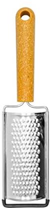 Fackelmann BIO Hand Grater, Stainless Steel Function Head With Wood Fibre Handle, 23.5x5.8x2cm, Silver & Light brown/Orange