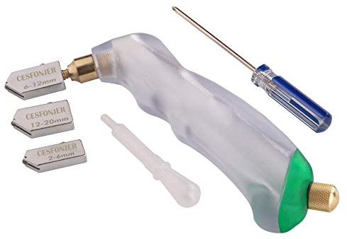 CESFONJER Cutter di vetro professionale della con extra sostituibile Testa e serbatoio dell'olio - 2mm-6mm / 6mm-12mm / 12mm-20mm, per il taglio di piastrelle in ceramica di vetro a specchio.