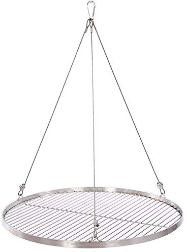 45 cm Grillrost Edelstahl für Schwenkgrill 3 Bein BBQ Grill Rost mit Seil 14 mm Stababstand
