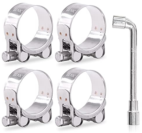 Hilitchi 304 Stainless Steel T-Bolt Clamp Heavy Duty T-Bolt Pipe Tube Hose Clamps (4PCS, 44-47MM)