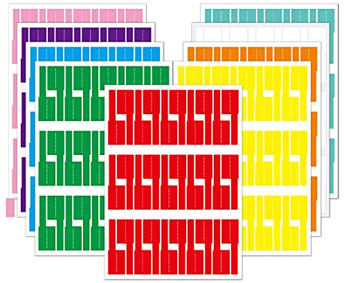 Kabeletiketten, 300 Pcs Kabel Beschriftung Ettiketten Selbstklebend Wasserdich Reißfest Kabelbeschriftung, 10 Farben 10 Blatt