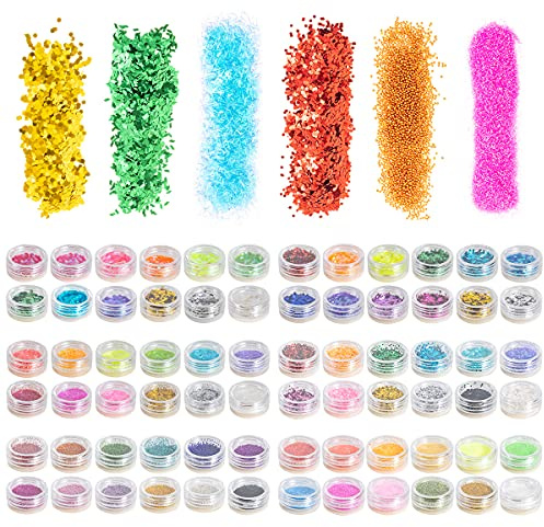 Nagelpailletten, 72 Farben, holografisches Make-up, Pailletten, Nail Art, für Dekoration von Gesicht und Körper