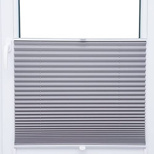 Thermo Black Out PLISSEE 130x150 cm FALTROLLO HELLGRAU Silber METALLIC 100% VERDUNKELND - MEGA Auswahl -
