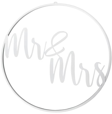 Deco Woerner Dekorationsring mit Schriftzug Mr & Mrs weiß 50 cm rund zum Aufhängen Hochzeitsdeko