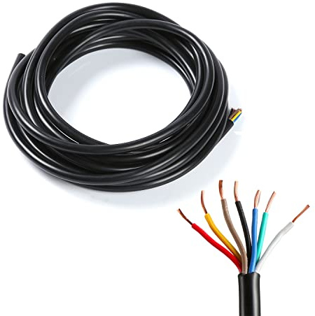 ETUKER 7Polos Cable de Remolque 5m,Cable de 7 Núcleos para Remolque 5m, Cable eléctrico 7 Hilos para vehículo, Cable para Remolque Caravana Camión