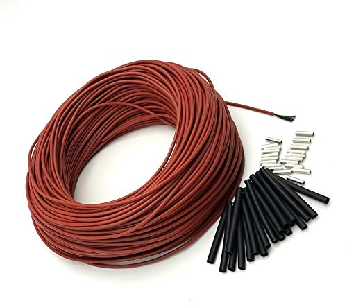 Genérico Cable de calefacción de Suelo de 220V, Cable de calefacción de Fibra de Carbono de 12K, Radiante eléctrico para Suelo cálido, casa Verde (tamaño : 50m)