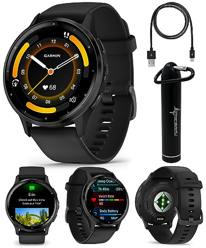 Wearable4U Garmin Venu 3: Slate Stainless Steel 45 mm Smartwatch|AMOLED 1.4 Display Up to 14 Days Battery Life | Multisport Men Watch | Advanced Health & Fitness Features Gift Bundle