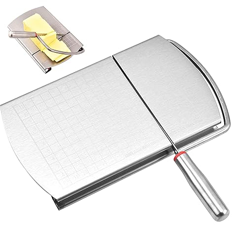 mumisuto Cortadores de Queso,Guillotina Queso de Acero Inoxidable con Escala de Tamaño Preciso,Rebanador de Queso,Hogar Cortador Mantequilla Jamón Queso,Accesorios Cocina,Cheese Slicer