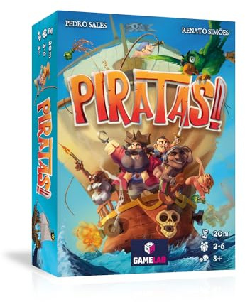Gamelab - PIRATAS – Das lustige Piratenspiel für Familie und Kinder, Spannend, Lustig und einfach zu Lernen, Brettspiel für 2-6 Spieler ab 8 Jahren