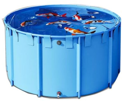 Piscinas Desmontables, Redondo Lienzo Estanque De Peces Piscina con Soporte Metálico Doblar Piscina For Niños Pecera For Barril De Lluvia Colector De Agua, Fácil De Instalar (Color : Blue, Size : 2X