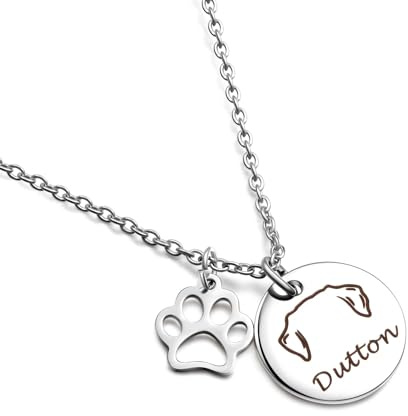 Yacaral Personalisierte Kette mit Gravur Hundeohren mit Pfote Anhänger,Hunderasse Charm Namenskette, Personalisierte Pet Name Schmuck, Pet Memorial Geschenke für sie (Stil-1)