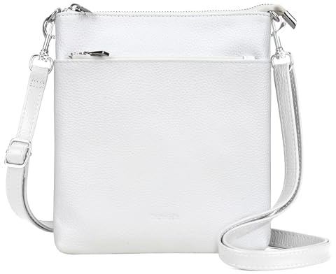 befen Echtleder Umhängetasche Damen Mittelgroß, Handtasche Damen Leder mit Handyfach, Klein Crossbody Bag Handytasche zum Umhängen mit Verstellbar Abnehmbar Schultergurt, Weiß