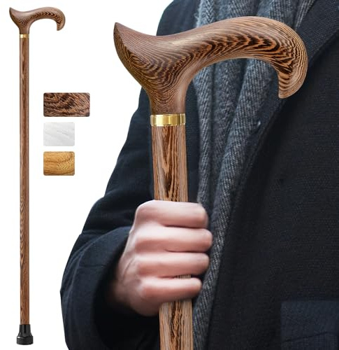 Bastón Derby hecho a mano de madera natural, para hombre y mujer, con capacidad de 226 kg, ergonómico y de alta gama