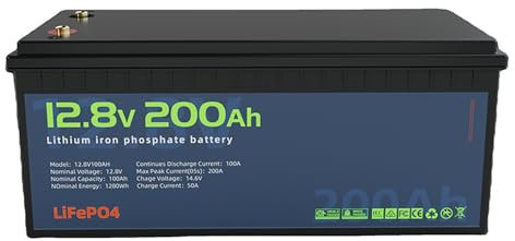WILLQ Batería de Litio 12V 300Ah 200Ah 150Ah 100Ah 50Ah baterías LiFePO4 con BMS batería Recargable de fosfato de Hierro y Litio 12,8V para Motor de Pesca con curricán Marino Solar,12v200ah