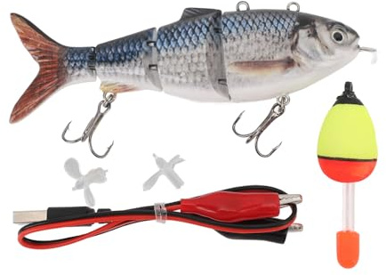 Elektrischer Köder, über USB Wiederaufladbar, Automatischer Schwimmköder, Simulationsdesign, Mehrgelenkiger LED-Elektroköder Zum Angeln