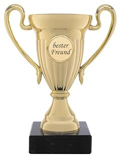 andSmile Pokal mit Gravur Bester Freund - Trophäe aus hochglänzendem Gold mit Marmorsockel - Pokale für den besten Freund - Geschenk zum Valentinstag, Geburtstag, Jahrestag, Weihnachten