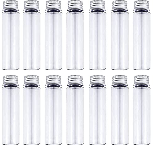 Pawnath 30 StüCk 50 Ml Durchsichtige Flache Kunststoff-ReagenzgläSer mit Schraubverschluss, 28 X 108 Mm RöHrchen Zur Aufbewahrung Von Perlen für Wissenschaftliche Experimente