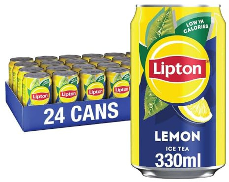Lipton Lemon Ice Tea Can 330 ml (Pack of 24), Low Calorie Soft Drink, 100% Black Tea Extract