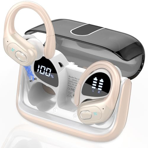 Wireless Earbuds 75H Bluetooth 5.4 Sport Headphones with Earhooks, Camel