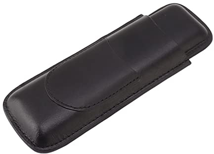 Wifehelper Portasigari a 2, Portasigari in Ecopelle Resistente all'Usura, Elegante Custodia Portatile per Sigari Tascabile con Tasca Taglierina per Uomo (Black)