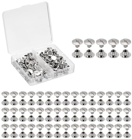 QUARKZMAN 50 Set Chicago Viti Rivetti Pelle, M5 3/16-Inch Belt Binding Metal Screws per Pelletteria, Borsa, Scarpe, Borsetta, Rilegatura, Argento, M5x4mm