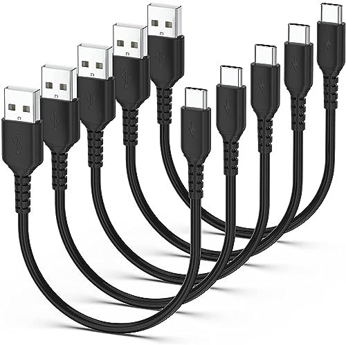 Acecene 30cm USB to USB C Cable Short, 5 Pack 3A Fast Charging USB C Charger Cable, Handy USB Type C Data Transfer Cord For Samsung Galaxy, Hawei mate 70/60/50/60/40, Xiaomi, Google, Oneplus - Black