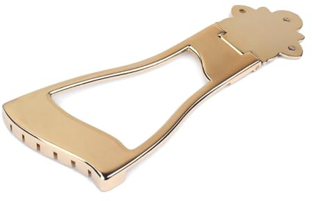 Goldener Gitarrensaitenhalter Ga418 für 6-saitige Archtop Gitarre | Metallausführung, Höhenverstellbare Brücke, Offenes Rahmenprofil, Trapezförmiges Heckdesign, Ersatzteil