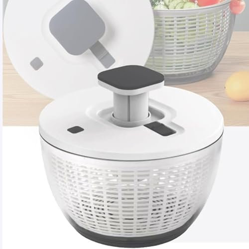 GXLDIANPU 6L Electric Salad Spinner, Vegetable Salad Dehydrator, Manual Pressing, Stop with One Click, BPA Free and Durable, Three-layer Design for Salad Greens, Lettuce, Fruits