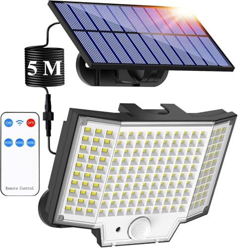 Haokiang Solar Security Lights - Outdoor Motion Sensor 2 Pack 2000lm IP65 270° 3 Modes Wall Lights with Sensor - Garden Solar Floodlight for Front Door