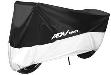 Motorradschutz für Parken Für ADV 150 ADV150 2017-2021 Motorrad-Schutzhüllen Wasserdicht Regen- Und Staubdicht(Black Silver,XXXL for 220cm)