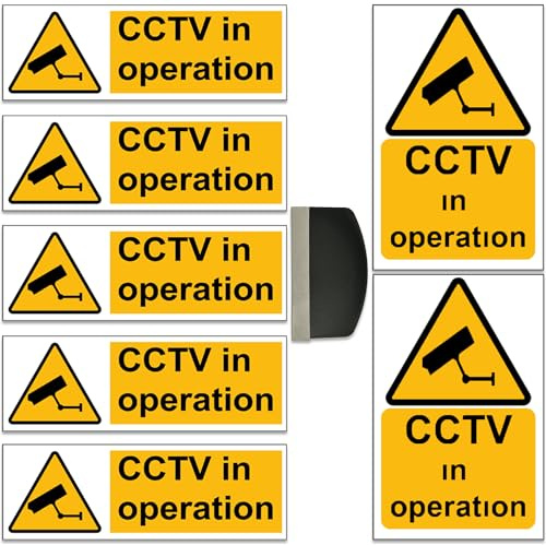 CCTV Sticker Pack of 7 CCTV Sign Sticker In Operation Stickers Security CCTV Camera Sign 5 of 15cm x 5cm and 2 of 9cm x 14cm