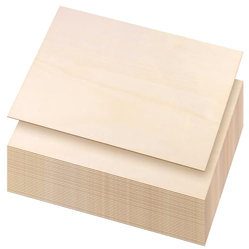 ZEONHAK 30 PCS 30 x 20cm Plywood Wood Sheets, 1.5mm Thickness Natural Plywood Boards for DIY Craft Engraving