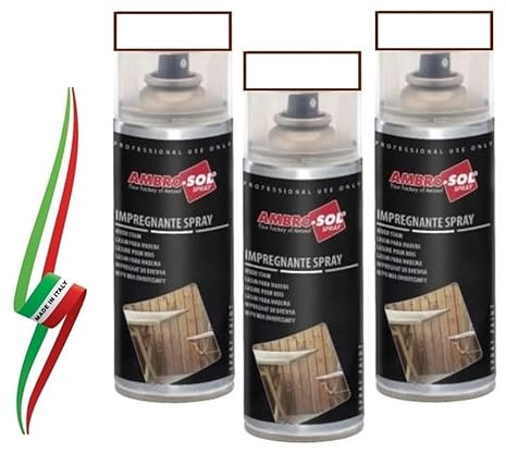 SET 3 BOMBOLETTE DI RESINA IMPREGNANTE SPRAY PROTETTIVO PER LEGNO TRASPARENTE 400ml MADE IN ITALY