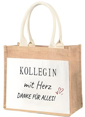 Scinzene Jutetasche Abschiedsgeschenk Kollegin Jute Shopper Bag Mit Herz Jutebeutel Shopper Bag Kollegin Einkaufstasche Geschenke Zum Kollegin Abschied, Ruhestand, Geburtstag, Weihnachten