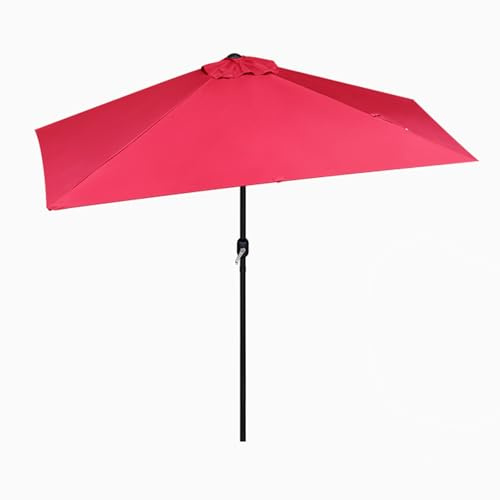 Parasol De Balcon en Demi-Cercle - Parasol De Jardin Extérieur - Ø250cm - Protection Solaire - Inclinable sur 30° dans Les 2 Sens - Facile À Manivelle(Wine Red)