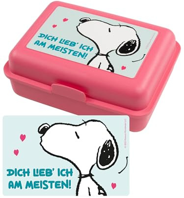 United Labels The Peanuts Snoopy - Fiambrera con separador, diseño con texto en alemán Dich lieb ich am meisten!, color rosa