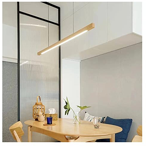 ZCCZJS Luces Colgantes Modernas de Madera LED Minimalista de Madera para el Comedor de Dormitorio Estudio de la Oficina Bar suspensión de luminaria (Color: B-Walnutwooddimming, Tamaño: 80 cm)