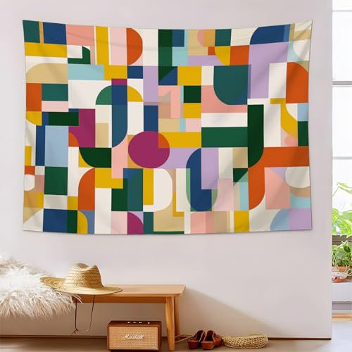 Colorido Tapiz De Patchwork Geométrico Tapiz De Pared Tapices De Ropa De Cama Hippie Bohemio Impresión De Patrones Manta De Playa Para Dormitorio Sala De Estar Dormitorio 150X230Cm