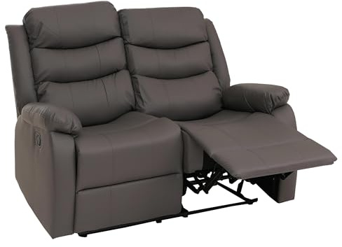 Mendler 2er Kinosessel HWC-O62, Liegefunktion Armlehne Kunstleder - grau | Relaxsessel, Fernsehsessel