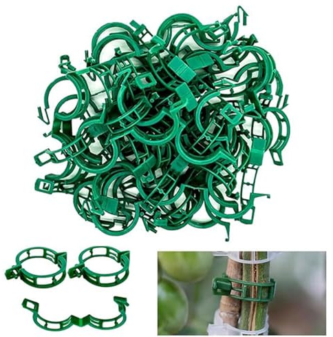 Dreamil Pflanzenclips, 100 Stück Ranken Verbinden Sicherung Clips aus Kunststoff, Wiederverwendbare Pflanzenklammern für Tomaten Gurken Gemüse, Pflanzenclips Tomatenclips Pflanzen Klammern (Grün)