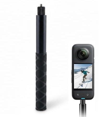 Perche à selfie Bastone de 120 cm - Réglable et invisible - Pour caméra d'action GoPro DJI Insta X3 X4 Hero - Barre de main pour sport en plein air