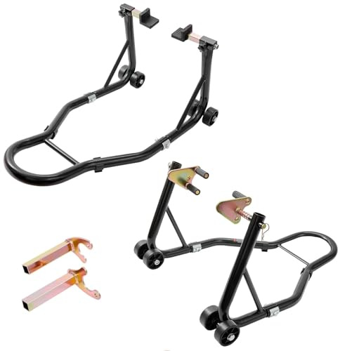 Elevador De Soporte Para Motocicleta De Alta Resistencia: Capacidad De 203 Kg, Carretes Basculantes Ajustables u+l, Antideslizante, Fácil De Montar, Ideal Para Mantenimiento y Reparaciones