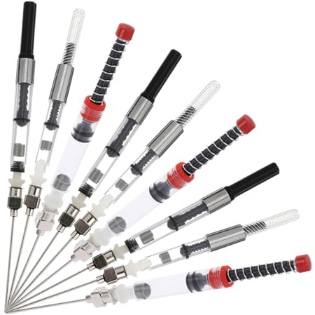 iplusmile Set da 9 Convertitori di Inchiostro Inox e Plastica per Penne Stilografiche Diametro 3,4 Mm e 2,6 Mm Molla e Rimovibile, Accessori per Ricarica Inchiostro per