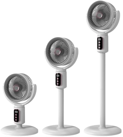 Ventilador De Pedestal Oscilante Batería de 4000 mAh, 5 velocidades | Ventilador Circulador De Aire Para Propietarios Inquilinos Estudio Oficina Dormitorios Apartamento