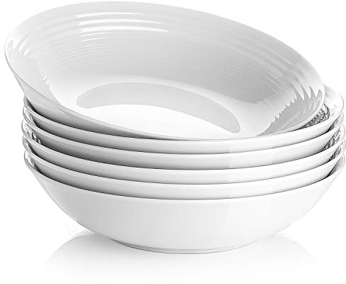 Y YHY Salatschüssel, Pastateller Tief, Teller Set, Tiefe Teller, 8 Inch, 26 Unzen, Speiseteller für Pasta, Salat, Suppe, Tief, Breit und Flach, 6 teilig
