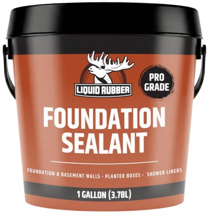 Liquid Rubber Basement and Foundation Repair Sealant - Waterproof Concrete Sealer & Crack Filler - Flexible Coating for Indoor & Outdoor Use - Waterproofing Paint - Black, 1 Gallon