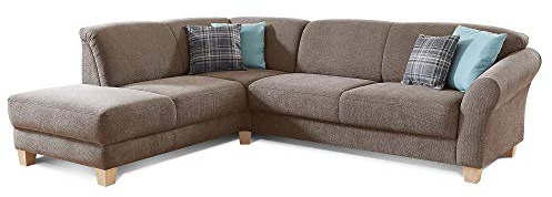 CAVADORE Ecksofa Gootlaand / Große Couch im Landhaus-Stil / Mit Federkern-Polsterung / 257 x 84 x 212 / Braun