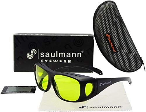 Saulmann® TAC Polarisierte Überzieh Nachtsichtbrille für Autofahrer, für Brillenträger, getönte polarisierende Gläser, Night driving Anti-glare Glasses – PolNr. SM05775