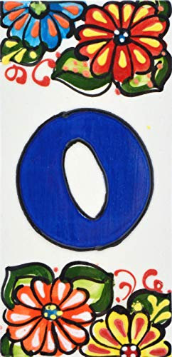 Insegna con numeri e lettere fatte di piastrelle di ceramica, fatte e dipinte a mano per nomi indirizzi e segnaletica. Testo personalizzabile. Disegno JARDIN 14,5 cm x 7 cm. (LETTERA O)